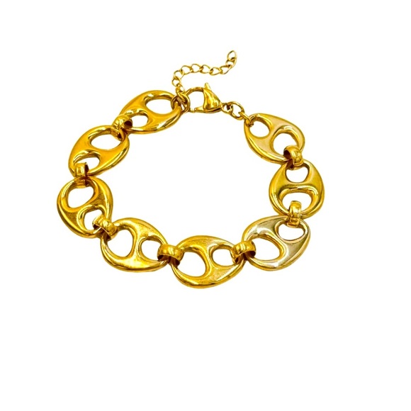 Gold Link Bracelet Stainless Steel - Picture 1 of 3